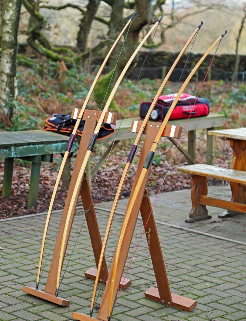 Longbows on bow stands